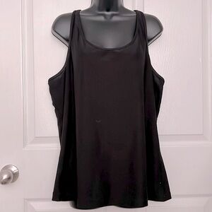 GAP 🧘🏻‍♀️ BLACK RAZORBACK ATHLETIC YOGA TANK TOP w/BUILT IN SHELF BRA Women’s 2X